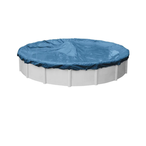 Robelle 18 ft Blue Winter Pool Cover for Above Ground Pools, 4 ft Overlap (22 ft Cover Size), Solid 7 x 7 Scrim, 2.2 oz/yd2, Style: 3618-4K