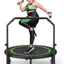 BCAN BT2 450/550LBS Mini Rebounder Trampoline for Adults with Bar, Fitness Trampoline with Bungees, Adjustable Handle, Stable & Quiet, Indoor Outdoor, Whole-Body Workout & Relaxation at Home-40IN/48IN