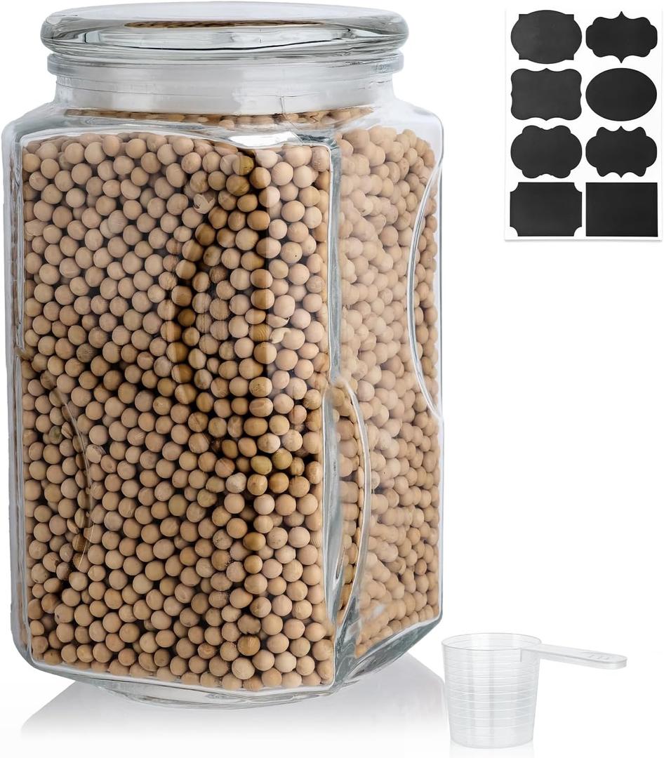 SUROQUE Glass Jars with Lids 78 oz, Airtight Silicone Seal & Non-Slip Design, Large Glass Storage Containers with Lids, Wide-Mouth Storage Containers for Kitchen, Laundry, Pantry & Office