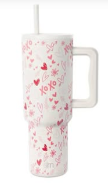 Simple Modern 40 oz Trek Tumbler with Handle and Straw Lid | Cup Holder Friendly Insulated Stainless Steel Travel Mug | Happy Heart Eyes