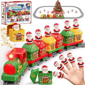 Einailvk Train Set for Toddlers 2-4, Christmas Train Set for Around The Tree, Electric Toddler Toys with Music, Light, Track, Puppet, Barn, Birthday for 1 2 3 4 Years Old Baby Boy Girl