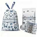 4 Gallon No Tearing Trash Bags Drawstring, Leakproof Printed Tall Kitchen Garbage Bags, Colorful Portable Sturdy Trashbag for Office, Kitchen, Bathroom, Bedroom Trash Cans, 128Count