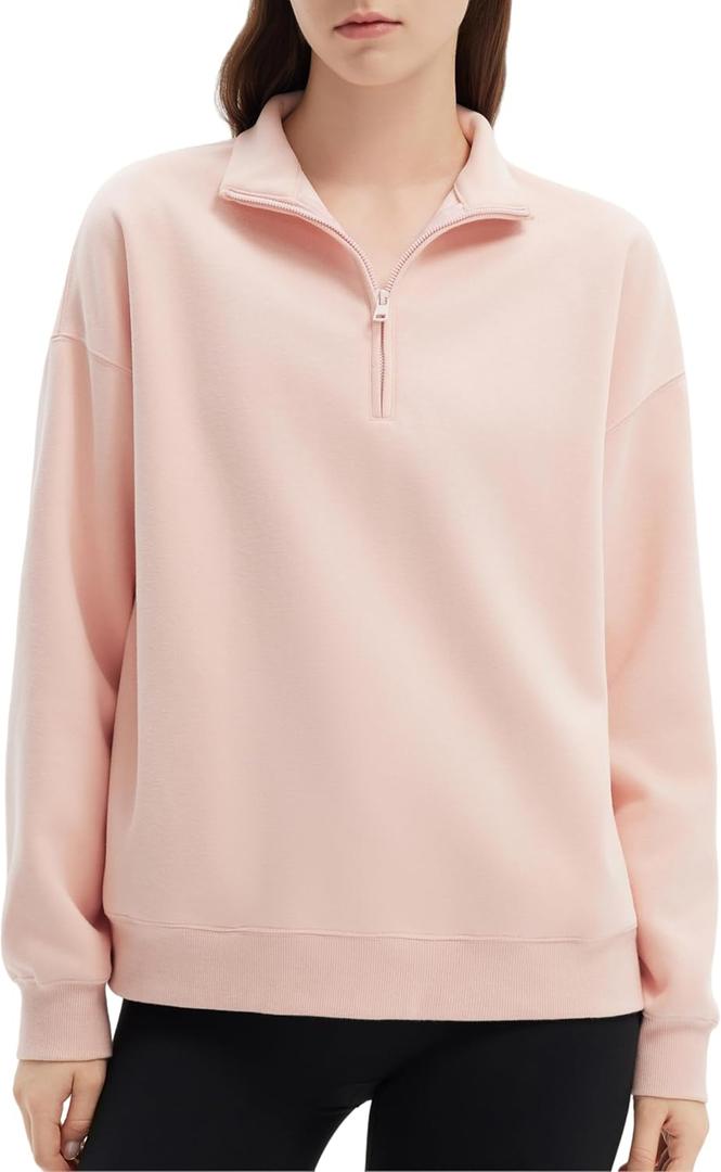 SUUKSESS Sweatshirts for Women Zipper Hoodies Fall Fashion Pullover Long Sleeve Shirts 2025 Outfits Clothes (X-Small, Light Pink)