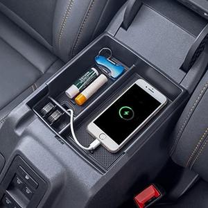 TOPINSTALL New Center Console Tray Compatible with 2021-2025 Ford Bronco Accessories, Full Size Bronco Armrest Storage Box Organizer ABS Plastic Black Insert (2/4 Door) (Not for Bronco Sport)