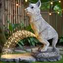 Garden Statues Dog Statue with Solar LED Light, Ideal Gifts for Friends or Family's Birthday, Outdoor Decorations for Yard