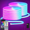 segrass 100FT RGB LED neon Rope Lights LED neon Lights with Remote/APP Control 24V IP65 Waterproof Flexible Neon LED Strip Lights for Bedroom Room Outdoors Decor（2 Rolls of 50ft）