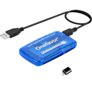 SmartMedia Cards Reader Writer, All-in-1 USB Universal Multi-Card Memory Cards Reader for Windows, Mac, Linux (Card Reader + iPhone Adapter)