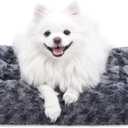 KSIIA Washable Dog Bed Deluxe Plush Dog Crate Beds Comfy Kennel Pad Anti-Slip Pet Sleeping Mat for Large, Jumbo, Medium, Small Dogs Breeds, 29" x 21", Dark Grey