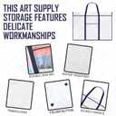 Windyun 1 Pack Large Poster Storage Bag 48" x 36" Bulletin Board Holder Art Portfolio Case PVC Art Portfolio Container Storage Box with Pocket for Classroom Teacher Organization (Blue)