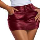 Avanova Women Faux Leather Short Skorts High Waisted Bodycon Sexy Mini Skirts Red Medium