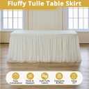 Ivory Tulle Tablecloth for 6 Ft Rectangle Tables 4-Pack, Ideal for Weddings