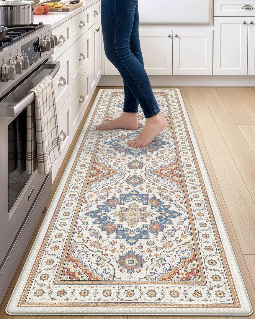 DEXI Kitchen Floor Mats Cushioned Anti Fatigue Runner Rug, 24x87 Beige