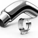 Exhaust Tip, 5 Inch Diesel Exhaust Tip Elbow Tip with a Clamp, 5'' Inlet 6'' Outlet Chrome Exhaust Tip for Pickups, Trucks and Cars