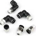 24 PCS Pneumatic Straight Plastic Connectors, 1/8inch NPT Thread 1/4inch Tube OD Pneumatic Elbow and Straight Combination Connect Fittings