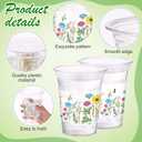 Hushee 60 Pcs Floral Cups with Spring Summer Flower 16 oz Wildflowers Plastic Disposable Drinking Cups for Summer Spring Birthday Baby Shower Party Supplies(Wild Floral)