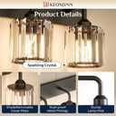 Keonjinn 4-Light Bathroom Light Fixtures, Crystal Black Bathroom Vanity Lights Over Mirror, Vanity Lighting Fixtures with Crystal Square Shades (E26 Socket, Exclude Bulb), 27.95"L x 8.5"W x 7.09"H