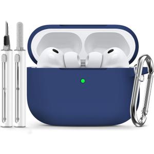 Ljusmicker for AirPods Pro 3 Case 2025 with Cleaner Kit,Soft Silicone Protective Cover for Apple AirPods Pro 3rd Generation Cases for Women Men,for AirPod Pro 3 Accessories with Keychain-Deep Blue