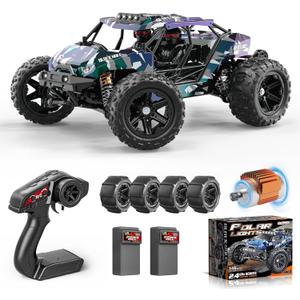 RC Cars for Adults & Boys, 1:14 Desert 4WD Off-Road RC Truck High Speed 40 km/h, 4x4 Remote Control Car with 2 Rechargeable 1300mAh Batteries and 2 Sets of Tires