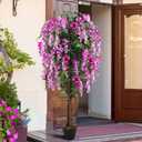 Thiccywoov 1 Pack 5ft Artificial Wisteria Tree Tall Fake Tree with Cement Base Pot Faux Floor Plant Decoration for Indoor Outdoor Home Office Housewarming Gift(Rosy Pink)