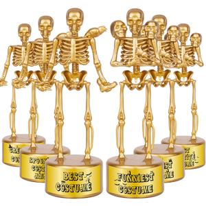 Halloween Trophy Skeleton Trophies for Kids Adults, 6 Pack Halloween Skeleton Funny Trophy Plastic Tropies for Contest Awards, Halloween Party Prizes for Adults Party Supplies