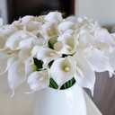 36 PCS Calla Lily Artificial Flowers,12.8'' Latex Fake Lilies for Bridal Wedding Bouquet, Home Decor,Office Party, Table Arangements (White)
