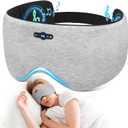 Sleep Mask with Headphones Bluetooth 6.0, 20H Playtime Sleeping Headphones with HD Stereo Speakers for Side Sleepers, Adjustable Blackout Silk Eye Mask for Travel Meditation, Gifts for Women Men(Grey)