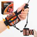 Magnetic Wristband for Tools With Coiled Lanyard, Lightweight Nylon Support Wrist With Strong Magnets, Christmas Stocking Stuffers for Men Adults, Gifts for Men, Him, Boyfriend, Orange