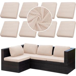 Outdoor Cushion Covers Set,8PCS Patio Furniture Couch Seat Slipcovers, Replacement for Sofa Sectional Chair(CoverOnly)