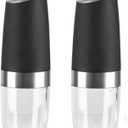 Gravity Electric Salt and Pepper Mill Set, Battery Powered Adjustable Coarseness Grinder, One Hand Operated, Kitchen Essentials (Set/Black)