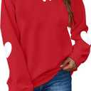 Love Letter Print T Shirt Women Funny Valentine's Day Tee Shirt Love Heart Graphic Long Sleeve Tops Red-Heart, XL 