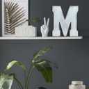 ABELOTS Large Wood Letter Distressed White Wash Alphabet Wall Dcor Monogram Letter Alphabet Letters Free Standing Letters Wall Letters (A)