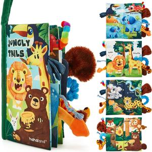Hahaland Baby Books 0-6 Months,Infant Tummy Time Toy Sensory Toys 6 to 12 Months Touch Feel Book Travel Toy Gifts for Boy Girl 0-3 Month Baby Shower Birthday Easter Basket Stuffers (Single)