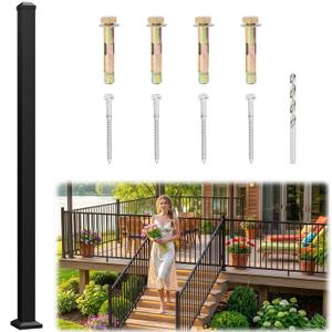 2in x 2in x 45in Aluminum Railing Post with Drill Bit & 2 Screw Types