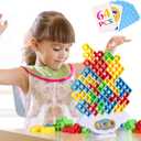 64Pcs Tetra Tower Game, Family Board for 2 Players Family Games, Building Blocks Stacking Balance Games Toys for Kids, Adults, Friends, Classroom, Family and Travel Party