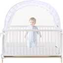 Lazyzzzz Crib Tent  Pop Up Crib Canopy with Double Zipper SelfLocked,1200 Holes/Inch Mesh Crib Net to Keep from Climbing Out, Portable Easy Install Mosquito Net 55" L x 27" W x 51" H White