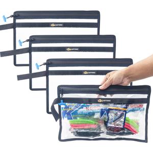 2 Layer Water-resistant Fishing Bait PVC Clear Storage Bag BaitShield Tackle Bag Storage for Bait Tackle Lures Soft Plastics and Fishing Gear Large Capacity 2 Size (4Pcs Medium)