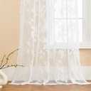 SEEKRIGHT Sheer Lace Curtains 72 Inch Length 2 Panels White Floral Curtains for Living Room Bedroom Rod Pocket Light Filtering Drapes Victorian Flower Window Curtains Decor, 52x72