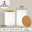 Juvale 2 Pack Large Bamboo Glass Storage Containers with Lids, 100 oz - Glass Jars, Food Canister Set, Sugar Container & Spice Jars - Pantry Food Storage