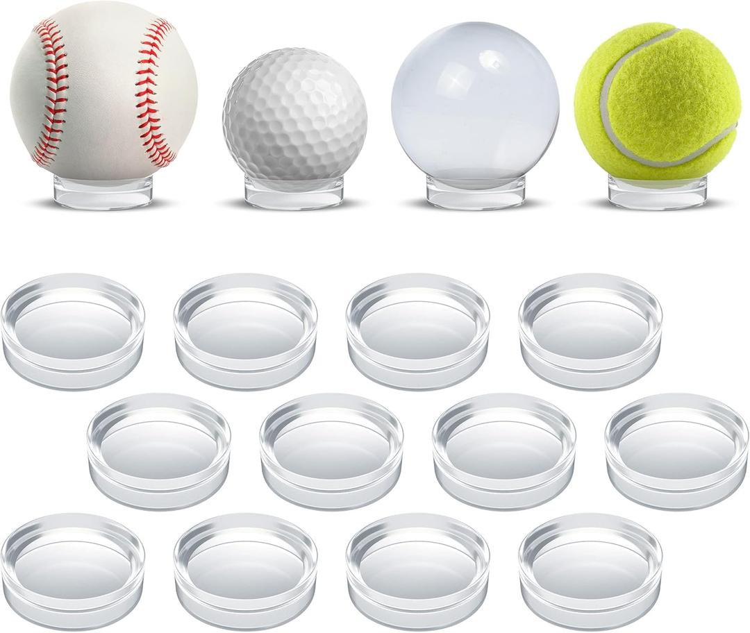 Baseball Holder, Baseball Stand, Ball Holder, Ball Stand, Sphere Holders, Baseballs Display, Egg Stands for Display, for Crystal, Rock, Golf, Softball, Acrylic Ring, Round, 12 Pack, Clear, 1.75"x0.6"