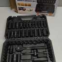 ELEAD 3/8" Drive Impact Socket Set, 96-Piece Deep & Shallow Socket Set Metric and Standard Full with Adapters, Ratchet Handle, Universal Joint, Extension Bar, Screwdriver Bit Sets, Spark Plug Sockets