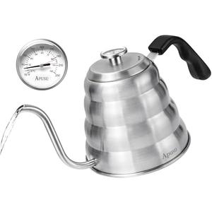 Gooseneck Kettle for Manual Drip Coffee & Tea 40oz Stainless Steel Pour Over Coffee Kettle with Thermometer Tea Kettle for Stovetop,1200ml,6 Cup,Silver,1Pack