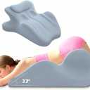 Contoured Support Pillows Ergonomic Memory Foam Wedge Pillow, 27 Angled Support for Waist and Neck, Multi-Position Support Pillow (Blue)