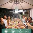 21” Solar Ceiling Fan Light, 35W Solar Powered Gazebo Fan with Remote Control, Rechargeable Battery Operated Portable Camping Fan Outside, for Tent Patio Greenhouse Porch Canopy Pergola