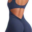 YEOREO One Piece Workout Jumpsuits for Women Backless Tummy Control Sleeveless Jumpsuits Lizvette V Back Scrunch Yoga Romper (Small)
