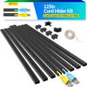 Yecaye 125in Black Cord Hider - One-Cord Channel Cord Cover on Wall - Cable Management Kit - Wire Covers for Cords - Cable Raceway - 8X L15.7in W0.59in H0.4in, CMC03 Black (Small)