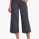 Promover Capri Pants for Women Wide Leg Yoga Cropped Pants with Pockets Loose Casual Summer Pants, 30" Inseam, L