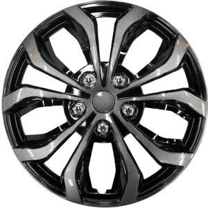 Premium Universal Hubcaps 15 inch, Compatible with Steel Wheels, Set of 4 (Gunmetal Grey-Black)