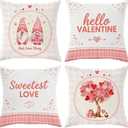 Dotegu Pink Valentine's Day Pillow Covers 18 x 18 Inch Set of 4, Valentines Decor Love Heart Designs Decorative Pillowcases for Home Sofa Couch Cushion Decoration
