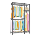 IZEUK Heavy Duty Garment Rack, Closet Organizer and Clothes Rack for Hanging Clothes with 3 Hang Rods, Freestanding Adjustable Metal Wardrobe, 15.7" D x 41.5" W x 76.5" H, Max Load 750LBS, Black