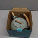 Tea Kettle, Vegoran 100 OZ / 3 Liter Whistling Tea Kettle, Tea Pots for Stove Top Food Grade Stainless Steel with Wood Pattern Folding Handle, Loud Whistle Kettle for Tea, Coffee, Milk (Green)